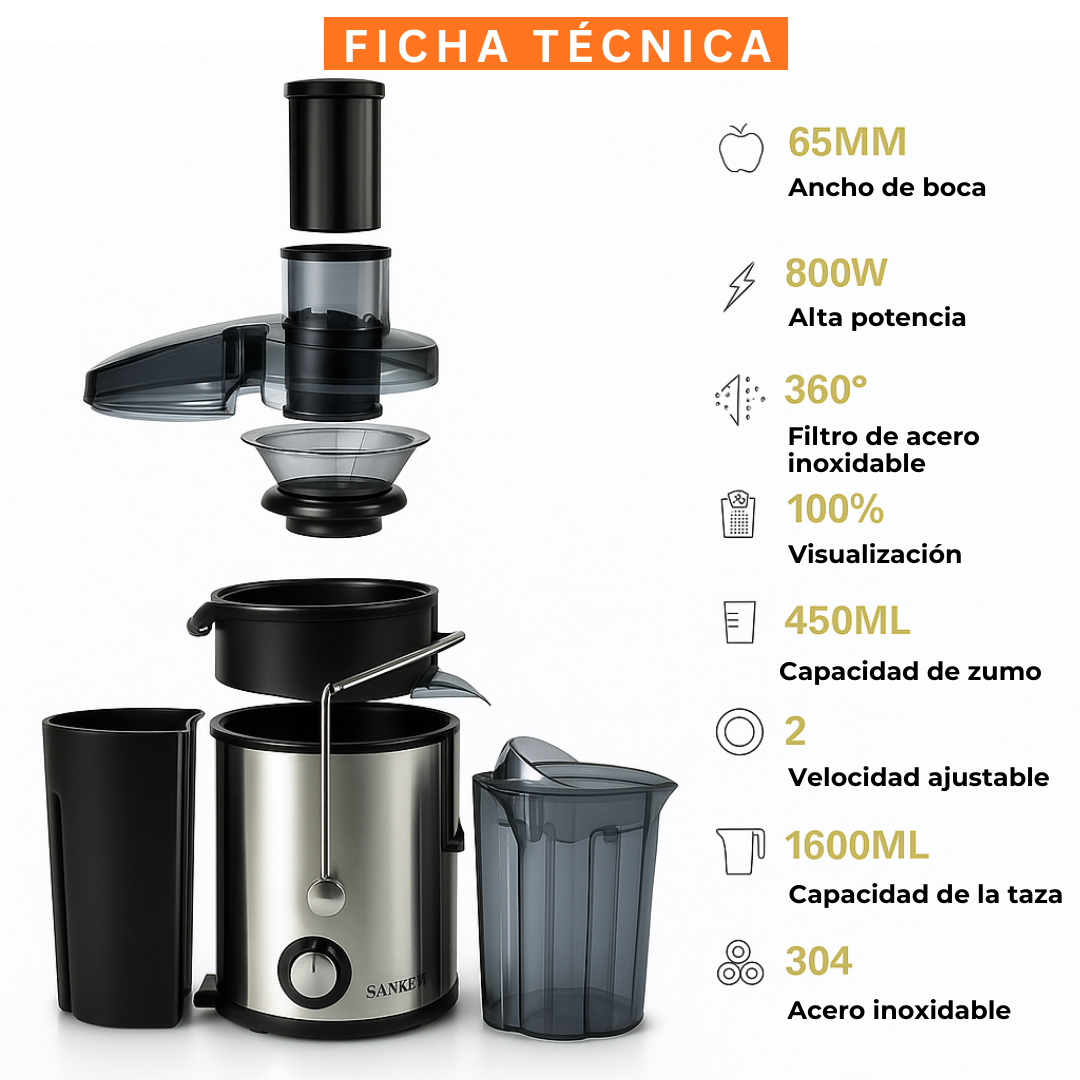Extractor de jugos Sokany 1.6 L de 800w