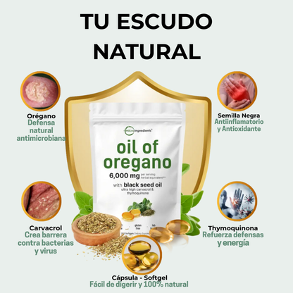 🌿 ACEITE DE ORÉGANO CON SEMILLAS NEGRAS – Salud y Bienestar Natural en Cada Cápsula⚡️